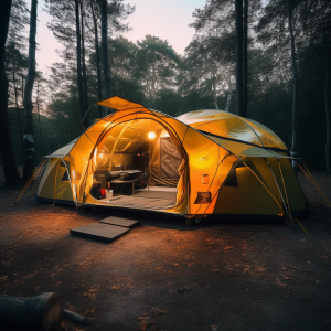 modern tent in a campsite